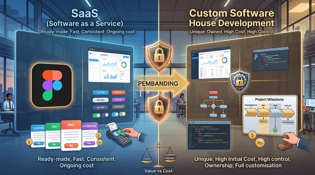 Beli Software Jadi (SaaS) vs Buat Custom Software di Software House: Mana Lebih Hemat